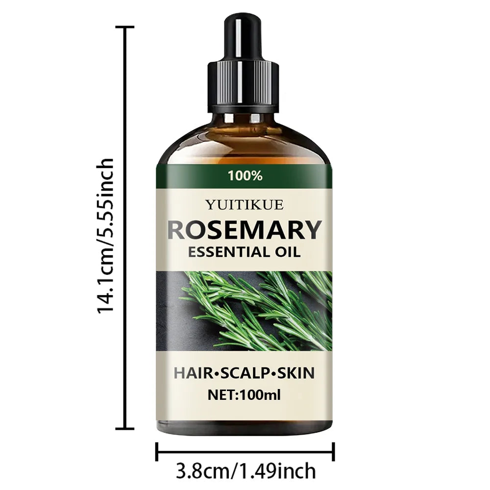 YUITIKUE 100% rosemary essential oil absorbs quickly, deeply moisturizes the hair, and smoothes dry and coarse hair