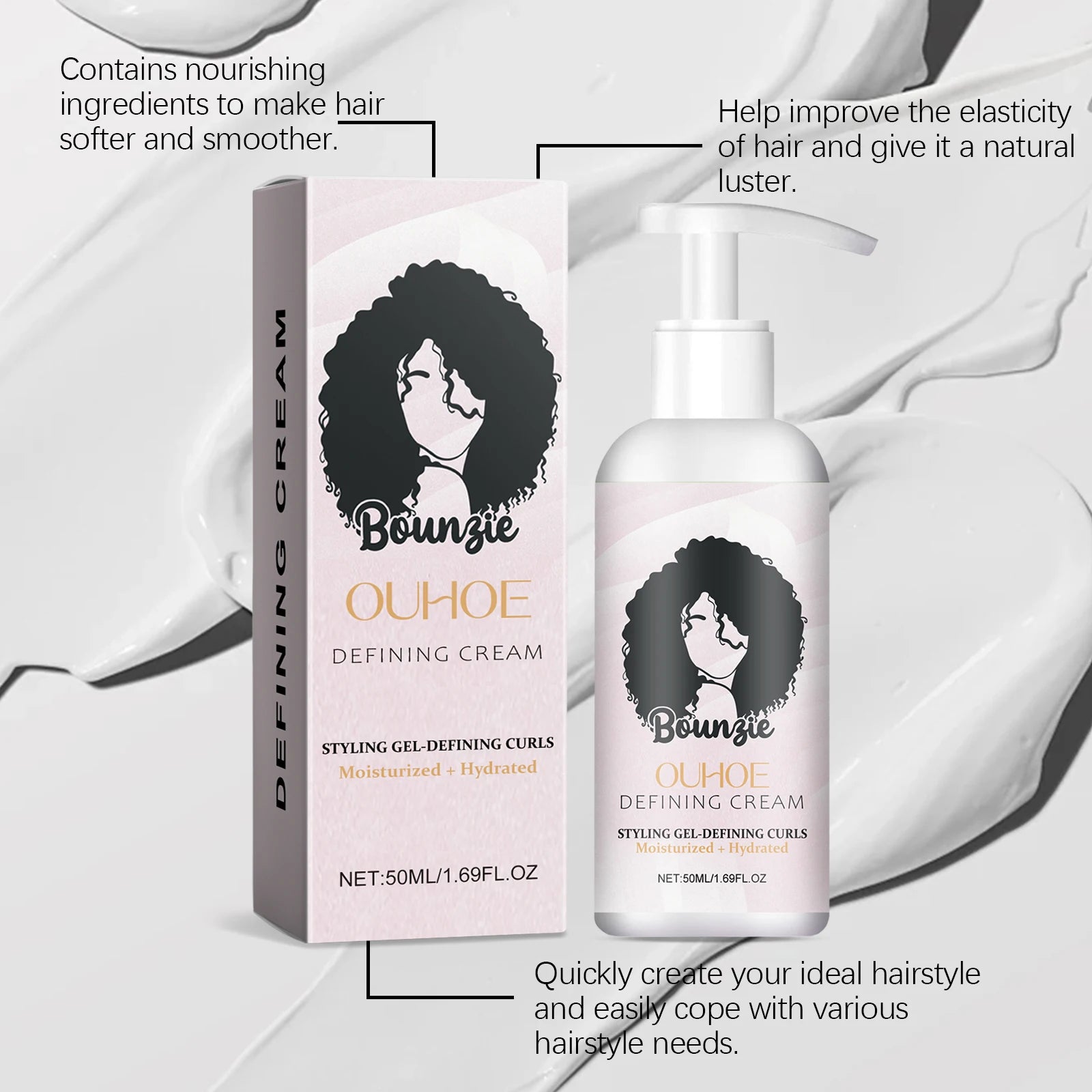 Curl Styling Elastin Nourishing Hair Preventing Dry And Damaged Hair Moisturizing Lasting Styling Curling Hair Care Essence 50ml