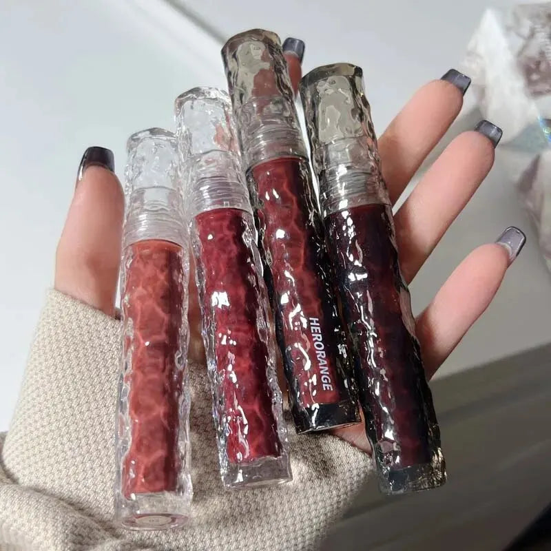 HERORANGEHR292 Glacier Rock Mirror Water Glazed Lip Glaze Moisturizes and Moisturizes, Forming a Film That Is Not Easy to Fade