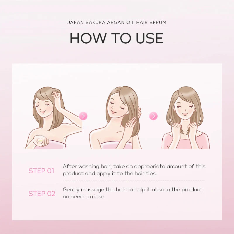 LAIKOU Japan Sakura Argan Hair Serum Nourishing Repair Split Ends Hair Essence (60ml/100ml)