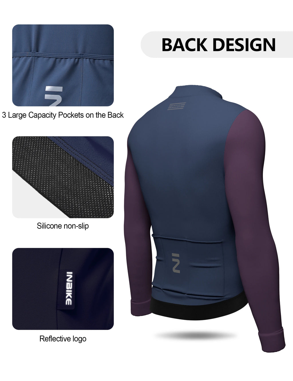 INBIKE Winter Cycling Clothing for Men Fleece Cycling Sets Long Sleeve Jersey with Pockets Long Bicycle Bib Pants for Road Bikes