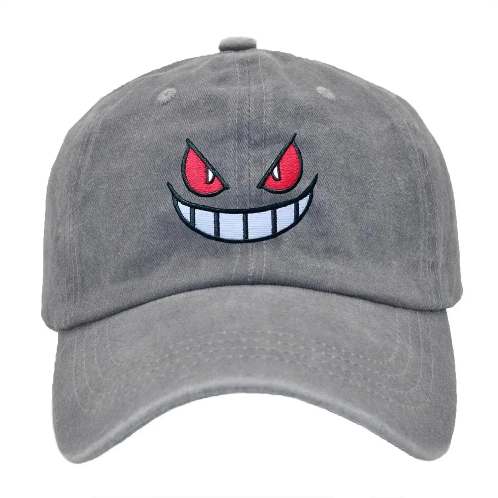 Anime Pokemon Gengar Baseball Caps Snapback Hats Adjustable Sports Caps Hip Hop Hats Trendy Embroidery Solid Color for Men Women
