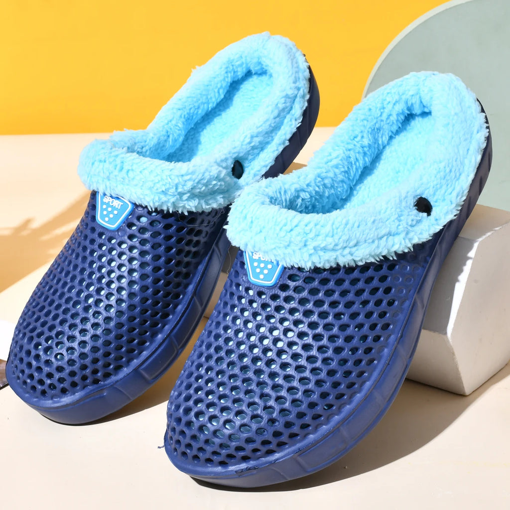 Couple Style Men's and Women's Cotton Slippers Winter Warm Plus Velvet Thickened Clogs Mule Shoes