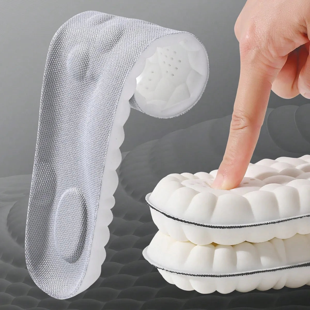 Soft Breathable Shock Absorption Cushion Running Insoles 4D Cloud Technology PU Sole Sports Insoles For Orthopedic Care 2026 New