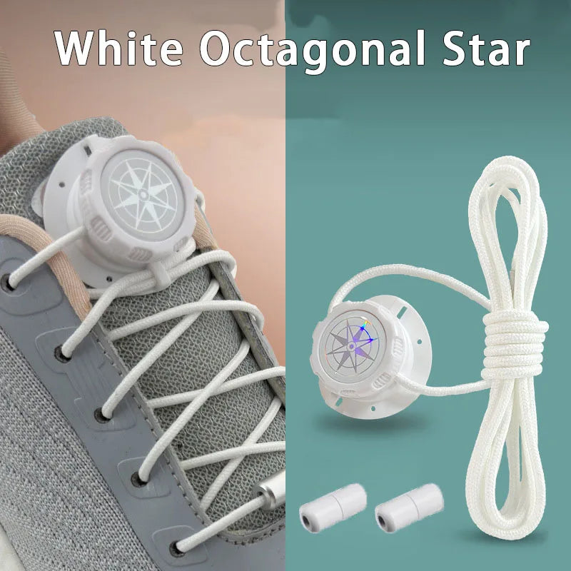 1Pair Simple Swivel Buckle Laces Thick Rope Automatic Shoelaces Without Ties Install Tennis Sneakers Shoelace Shoe Accessories