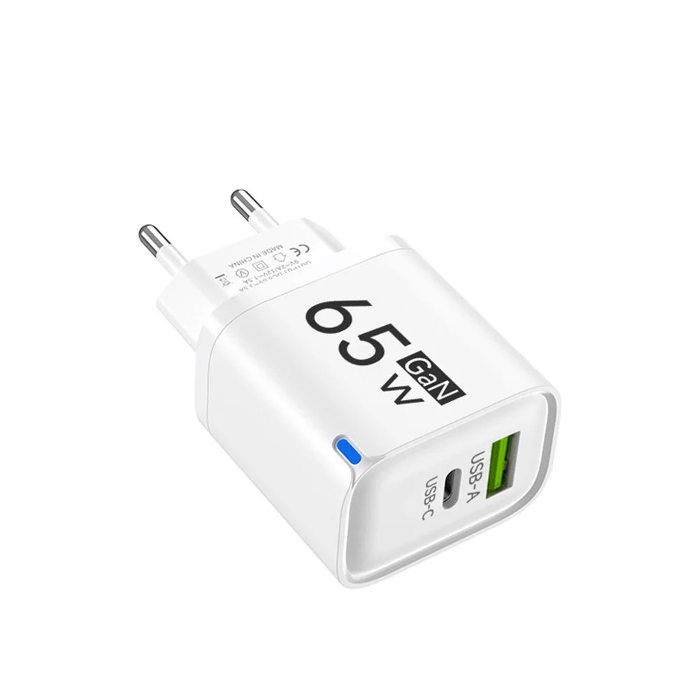 65W Fast Charge USB Type C Charger GaN Mobile Phone Adapter For iPhone Xiaomi Huawei Samsung Oneplus High Speed Charging Adapter