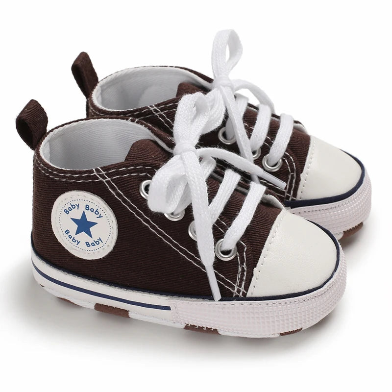 0-18 Months Baby Canvas Classic Sports Shoes Newborn Boys and Girls Printed Star First Walkers Shoes Infant Anti slip Baby Shoes
