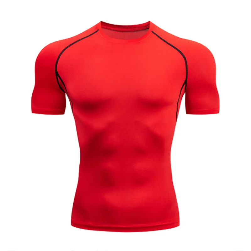 Men Compression Running T Shirt Fitness Tight Short Sleeve Tshirt Training Jogging Shirts Gym Sportswear Quick Dry