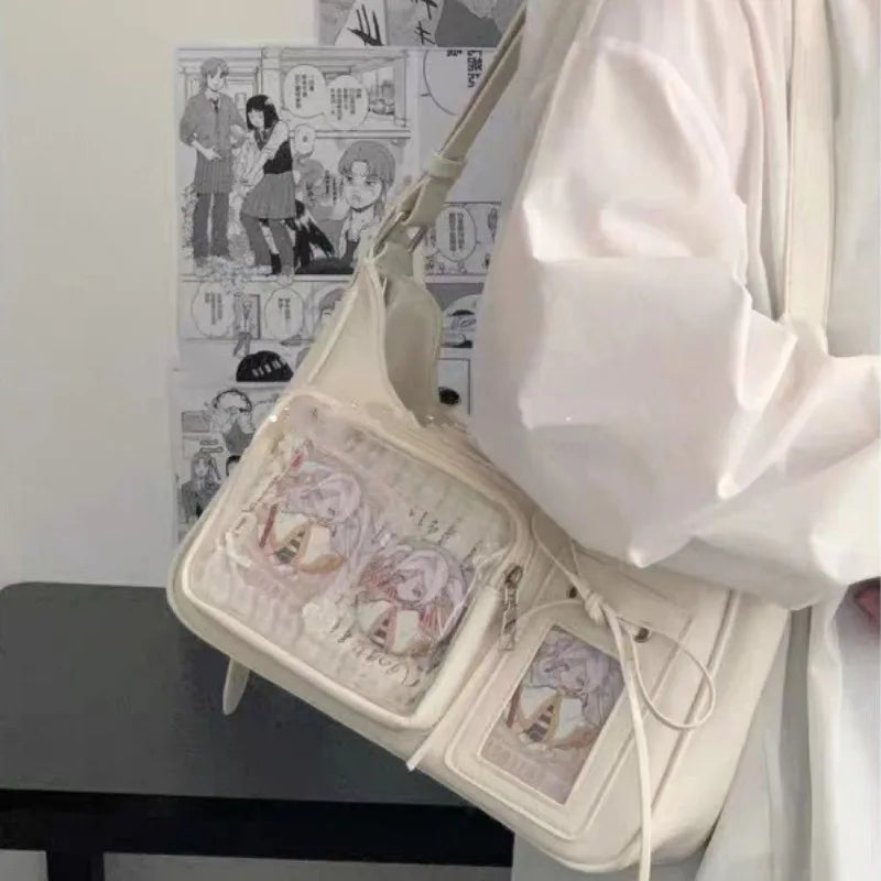 Y2k Harajuku Shoulder Bag Women Korean Transparent Ita Bag School Crossbody Bag Female Japanese Designer Preppy Handbag Purse