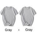 2PCS 100% Cotton Solid T Shirts Men's and Women's Short Sleeve White Tees Casual Breathable Loose Round Neck T-shirt Couple Tops