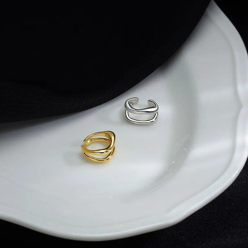 1Pc Ear Cuff Earrings Non-Piercing Double Layer Cuff Ear Clip Earring for Women Fake Cartilage Simple Y2K Jewelry New