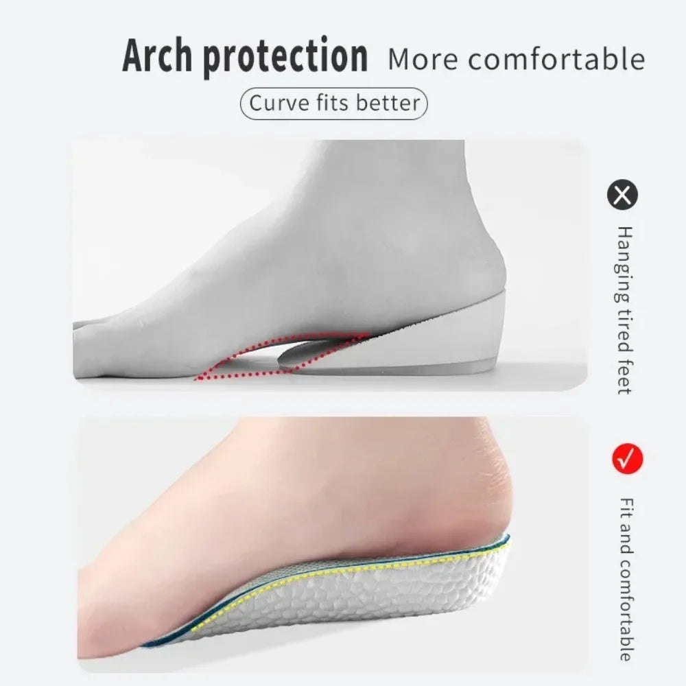 New Half Invisible Heighten Shoe Insoles Heel Insert Sport Cushion Height Increase EVA Memory Foam Heel Lifting 1.5/2.5/3.5CM
