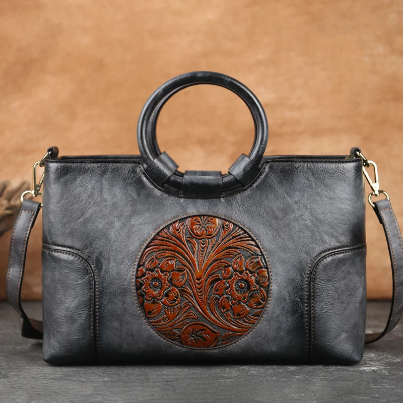 High Quality PU Leather Women Handbag Retro Embossed Large Capacity Female Shoulder Messenger Bag Brown Black Red Green Grey m58
