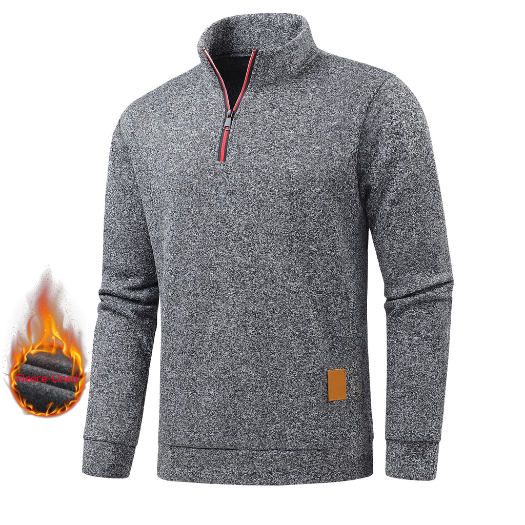 Autumn men's half-zip sweatshirts, long-sleeved solid color pullovers, turtlenecks, streetwear, winter warm jackets, sports coat