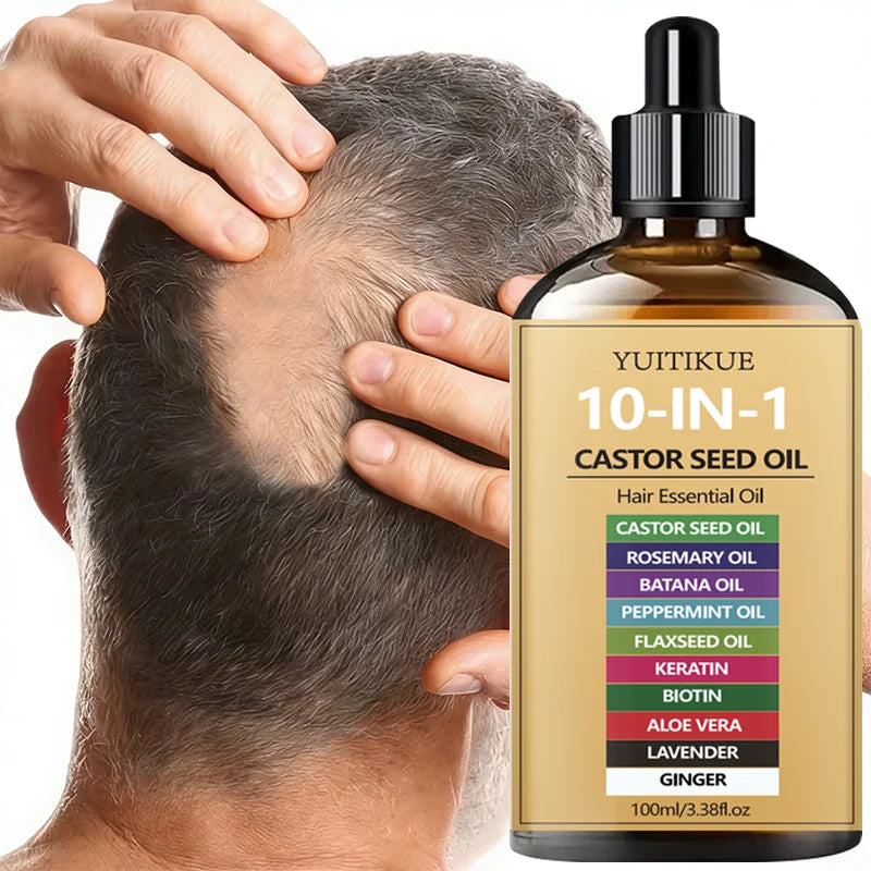 10-in-1 Castor Hair Essential Oil 100ml - Nourishing Scalp Oil with Batana, Peppermint & Biotin