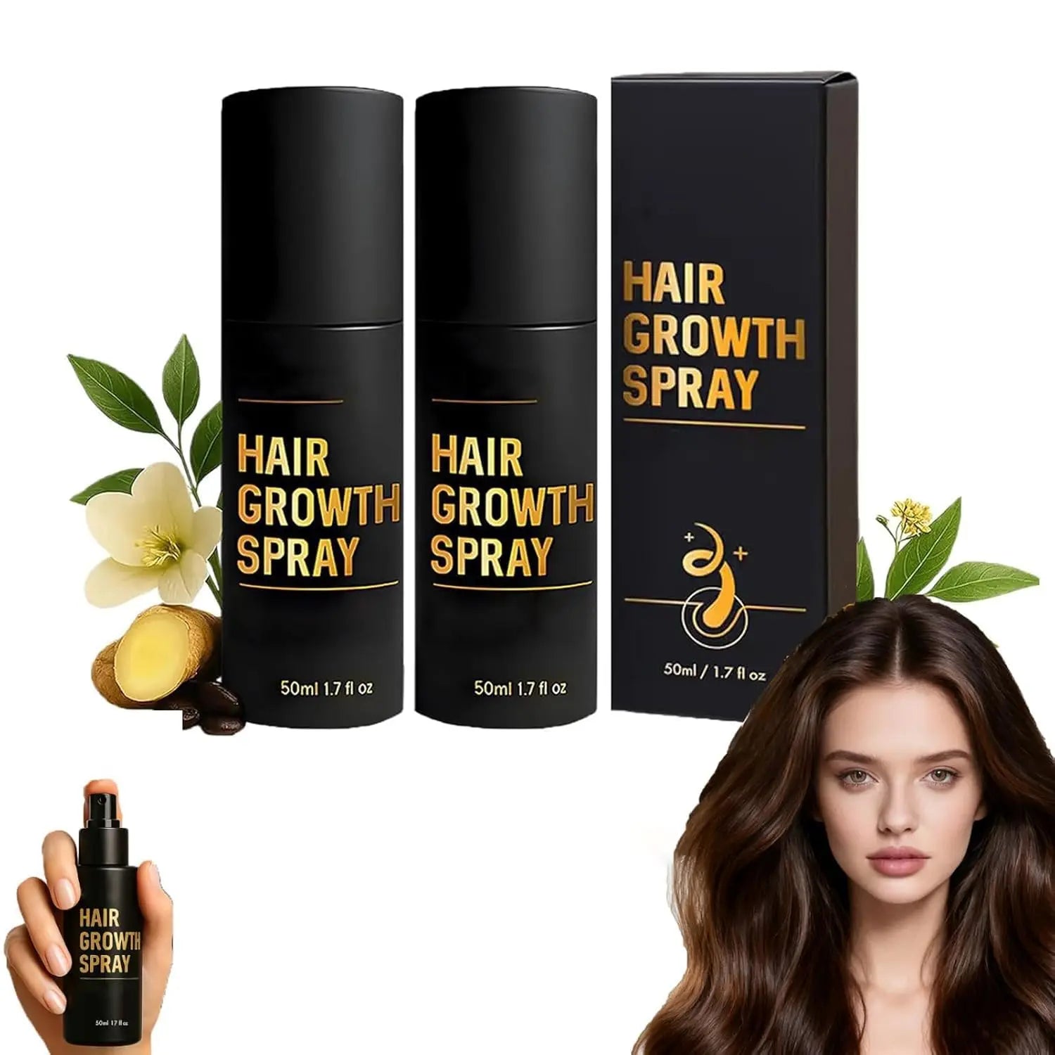 50ml Hair Growth Spray Hair Growth Promotes Thicker Fuller Hair For Women & Men All Hair Types With Natural Ingredients