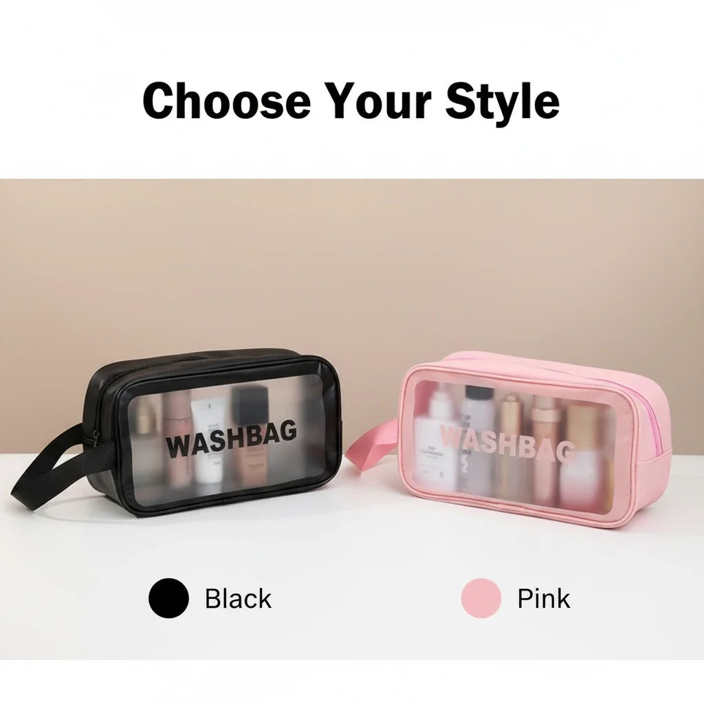 Portable Travel Wash Bag Transparent Waterproof Makeup Storage Pouch Large Capacity Cosmetic Organizer Beauty Women Case