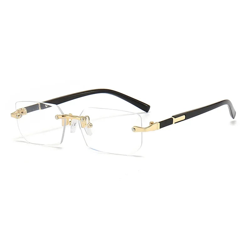 Rimless Rectangle Sunglasses, UV400 Protection Y2K Frameless Sun Glasses, Retro Eyewear for Women & Men