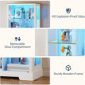 7-Tier Glass Display Cabinet with Human Body Sensor, 3 Color Lights for Collectibles and Living Room (White)