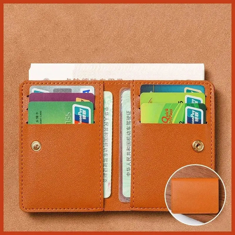 Homefish Solid Color PU Leather Small Wallet for Short Simple Women's Purse with Buttons Ultra Thin Credit Card Bag Coin Purse