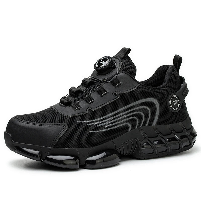 Rotary button new safety shoes for men, anti-impact and anti-piercing work shoes, fashionable men's sports shoes, and safety pro