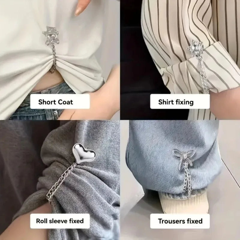Women'S Adjustable Clothes Clips with Butterfly Decorations - Instant Sleeve Shortening, Suitable for Shirts, Dresses, Pants