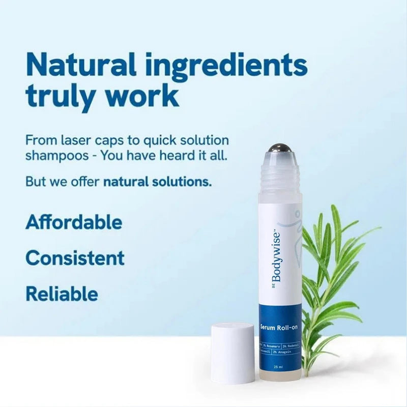 Bodywise Scalp Treatment Roll-on Essence - Rosemary Infused Anti-Frizz Strengthening Hair Roots For All Hair Types Care