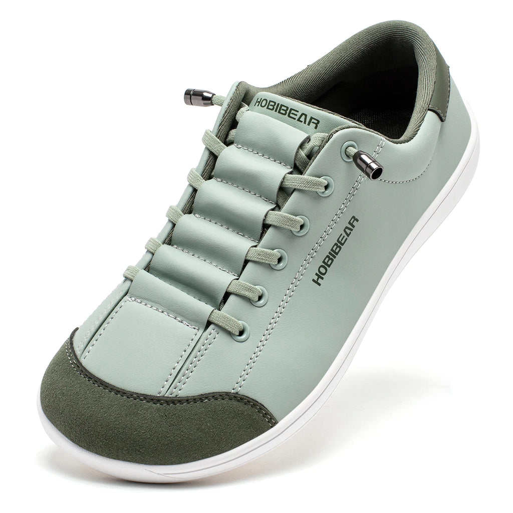 HOBIBEAR Unisex Barefoot Wide Toe Shoes Women Men Artificial Leather Minimalist Sneakers Adjustable Slip On Walking Shoes