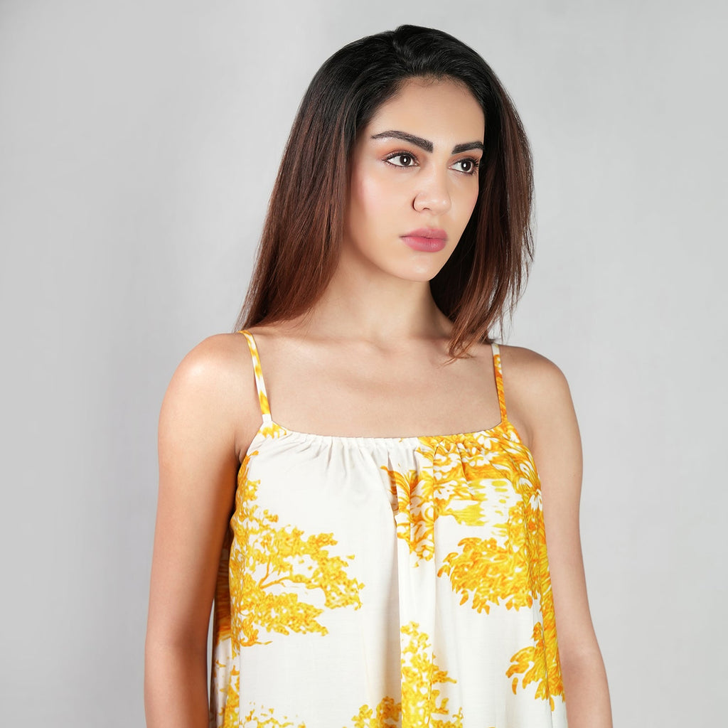 A Place In Time Scenic Toile Countryside Spaghetti Strap Maxi Dress