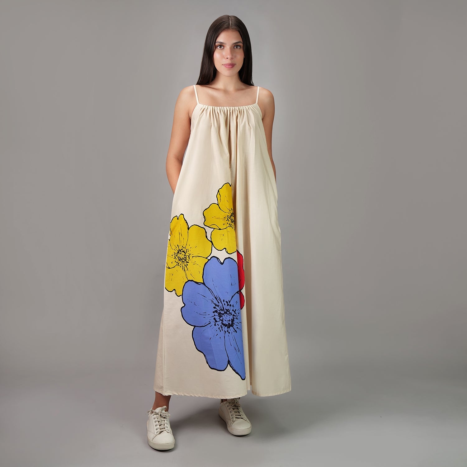 No.3 Floral Art Spaghetti Strap Maxi Dress - Multicolor
