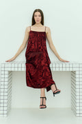 Shadow Of Sequin Shimmer Spaghetti Strap Maxi Dress - Red Party Dress-0
