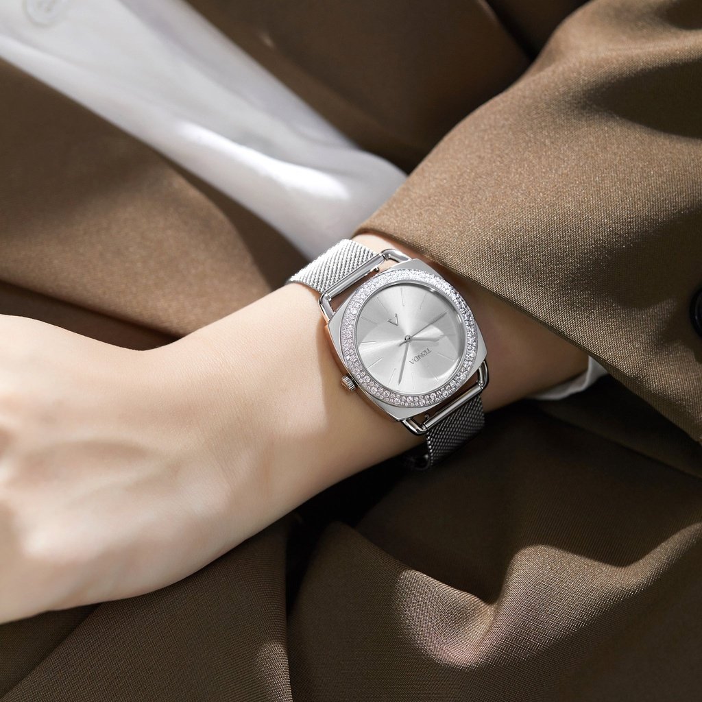 Trnda Women's Stainless Steel Watch, Silver Mesh Band | Trn-35.8s