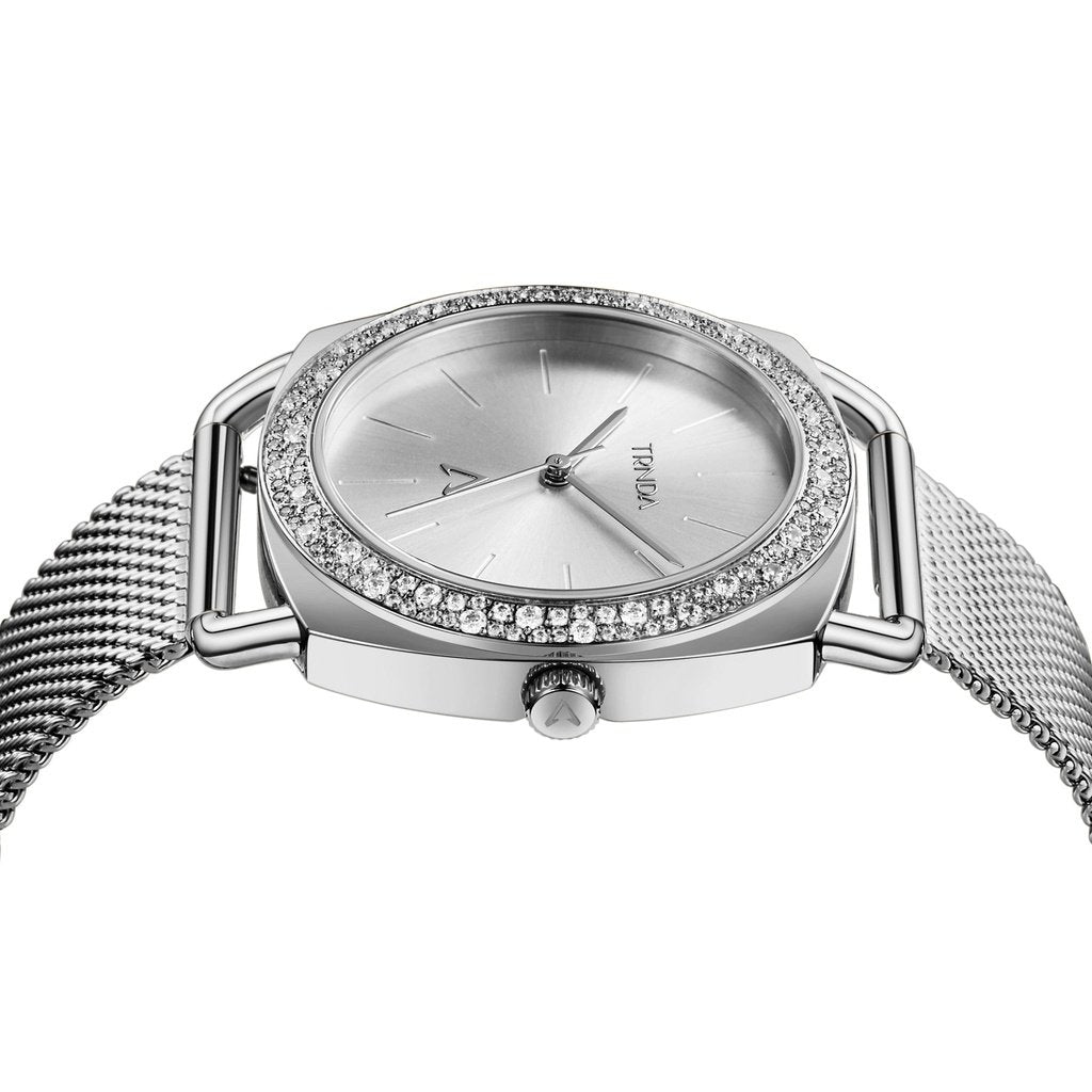 Trnda Women's Stainless Steel Watch, Silver Mesh Band | Trn-35.8s