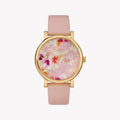 Timex Women's Pink Leather Watch, Brass Case | Tw2r66300-0