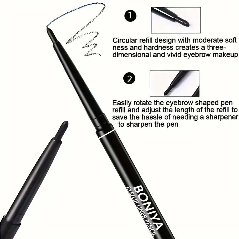 3pcs/Silky Black Brown Eyeliner Smooth Waterproof and Sweatproof Long-lasting