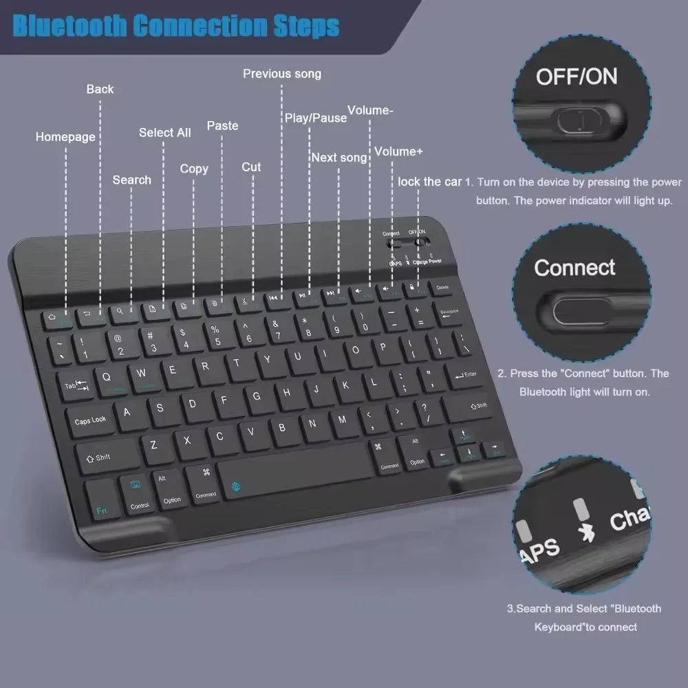 Bluetooth Wireless Keyboard Mobile Phone Tablet Keyboard And Mouse New Mini Bluetooth Keyboard Ipad Accessories 10 inch Keyboard