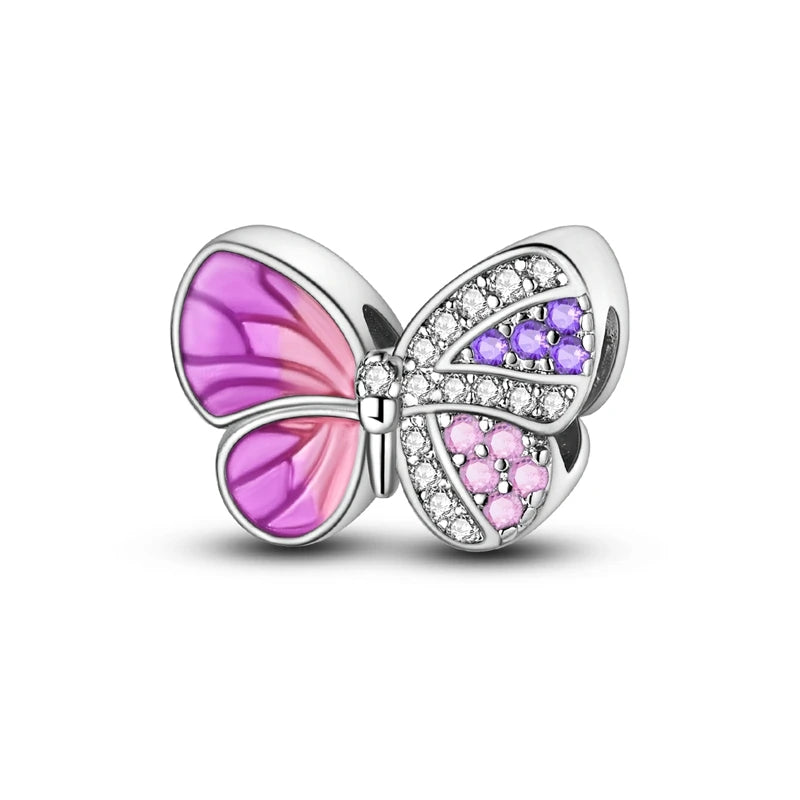 Pink Charms Original 925 Sterling Silver Heart Bow Perfume Bottle Charms Beads Pendants Fit Bracelet DIY Women Jewelry Making