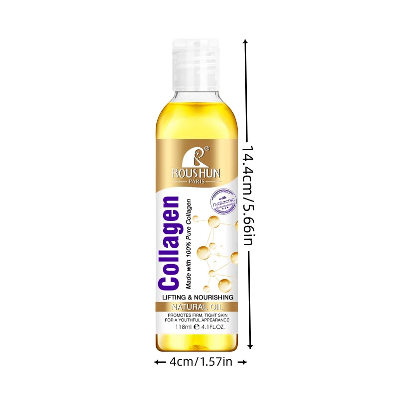 118ml Collagen Facial Essence Oil Body Massage Oil Nourishing Natural Body Oil, Moisturizing Skin Care and Hair Essence, Smooth Skin, Firming Massage and Hair Care