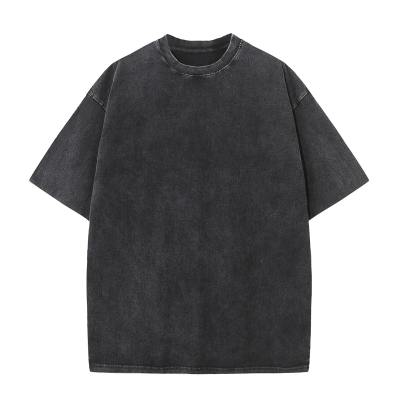Men's Summer T-shirt 230G Heavy Cotton Vintage Washed T-Shirts Oversized Short Sleeve Loose Streetwear Short Sleeve Tops Tee