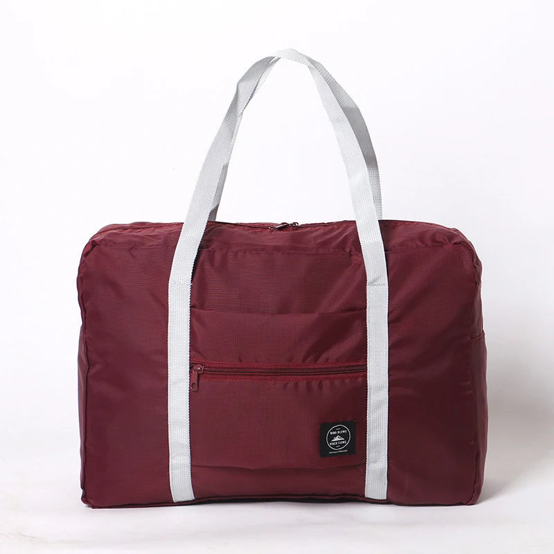 Solid Color Waterproof Folding Travel Bag Lightweight Large Capacity Luggage Bag