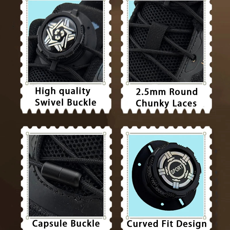 1Pair Simple Swivel Buckle Laces Thick Rope Automatic Shoelaces Without Ties Install Tennis Sneakers Shoelace Shoe Accessories