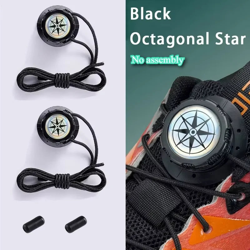 1 Pair Shoe Laces For Sneakers No Tie Shoelaces Swivel Buckle Men And Women Leisure Lazy Shoes Lace Accessories Free knob