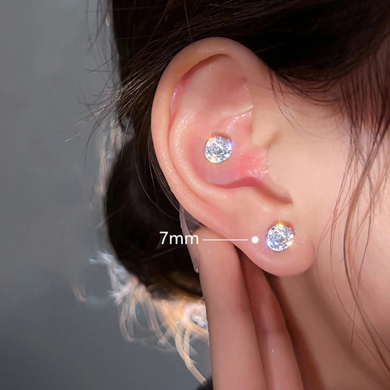 A pair Unisex Strong Magnet Magnetic Earrings Ear Clip Cuff Non Piercing Without Holes Earcuff Crystal Studs for Men Women