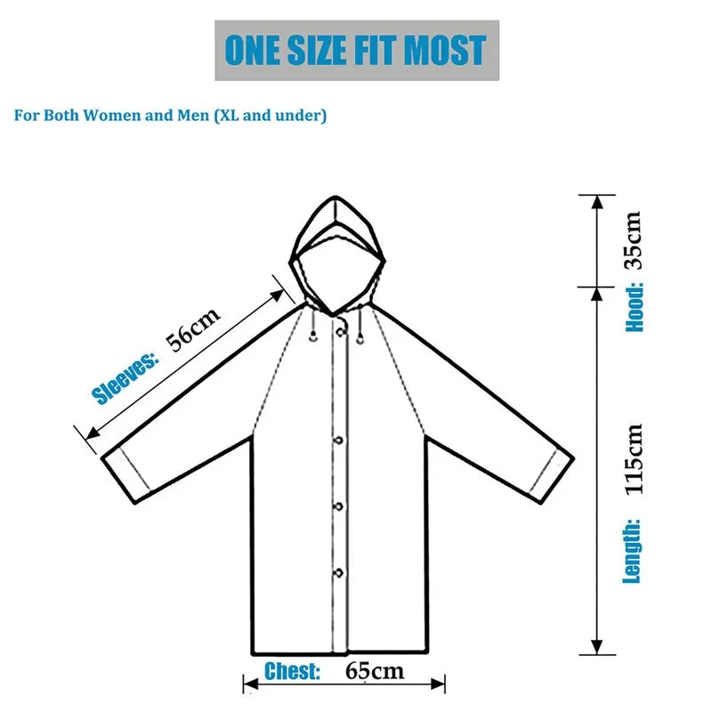 1PC Women Waterproof Long Raincoat Waterproof Hooded EVA Rain Jacket Man Poncho Outside Hiking Rainwear Clothing Men Rain Coat