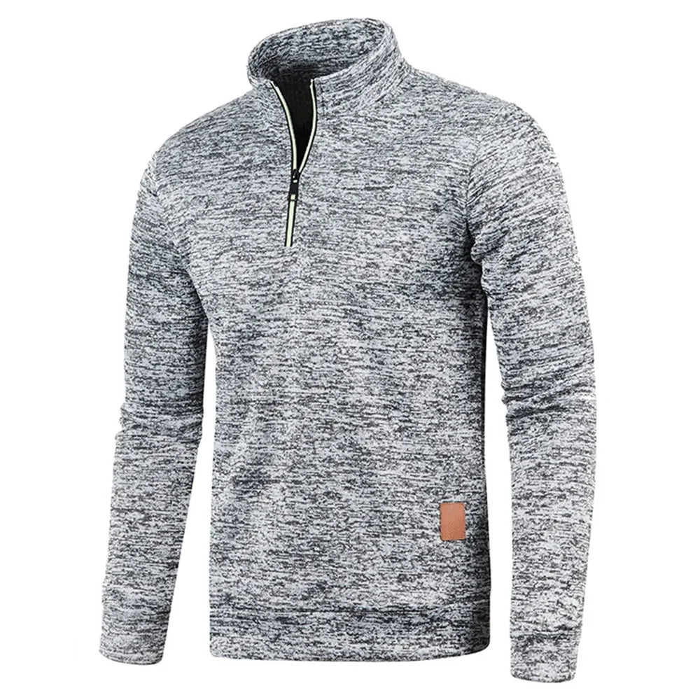 Autumn men's half-zip sweatshirts, long-sleeved solid color pullovers, turtlenecks, streetwear, winter warm jackets, sports coat