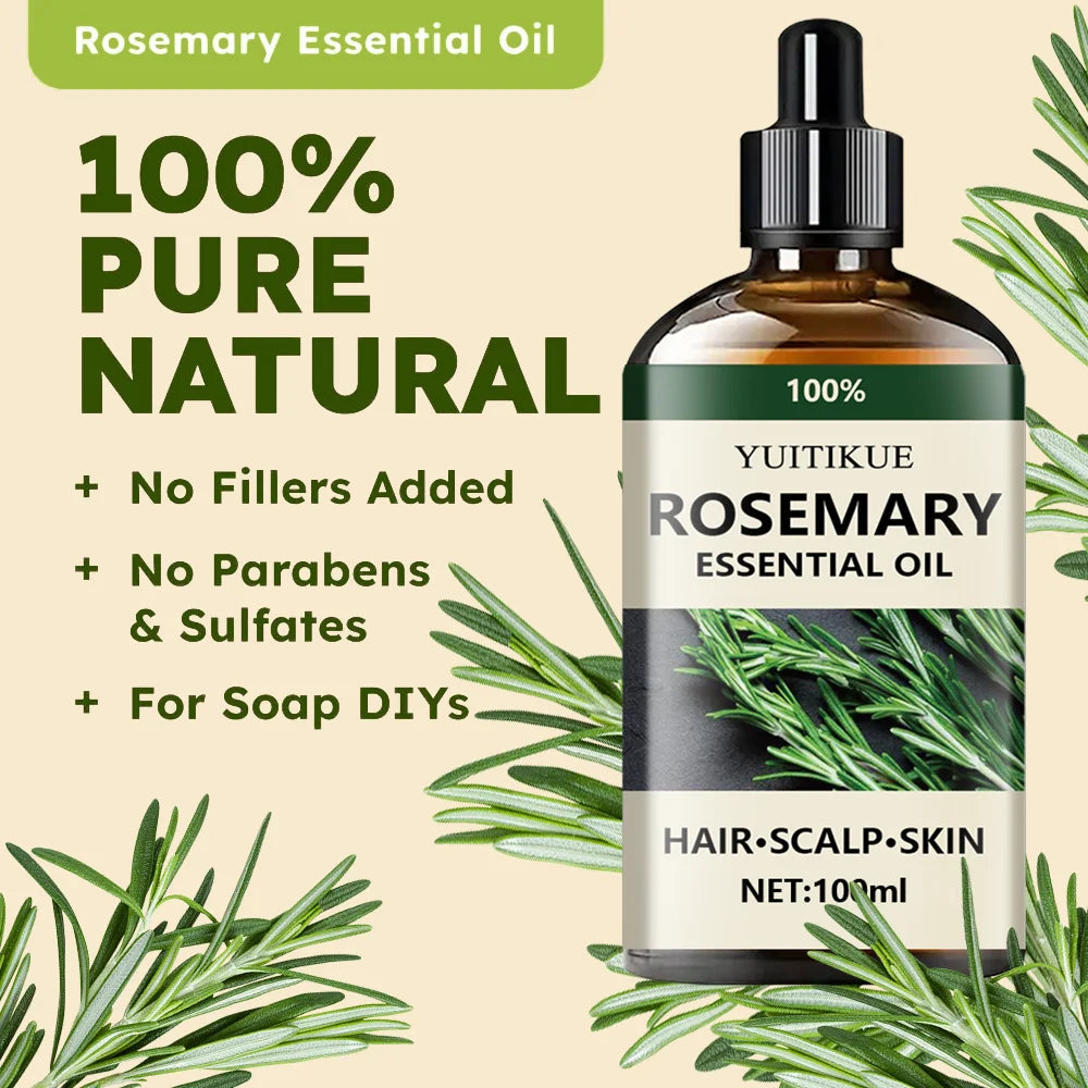 YUITIKUE Natural Rosemary Hair Care Oil, Moisturize Scalp, Strengthen Hair and Boost Hair Volume & Shine