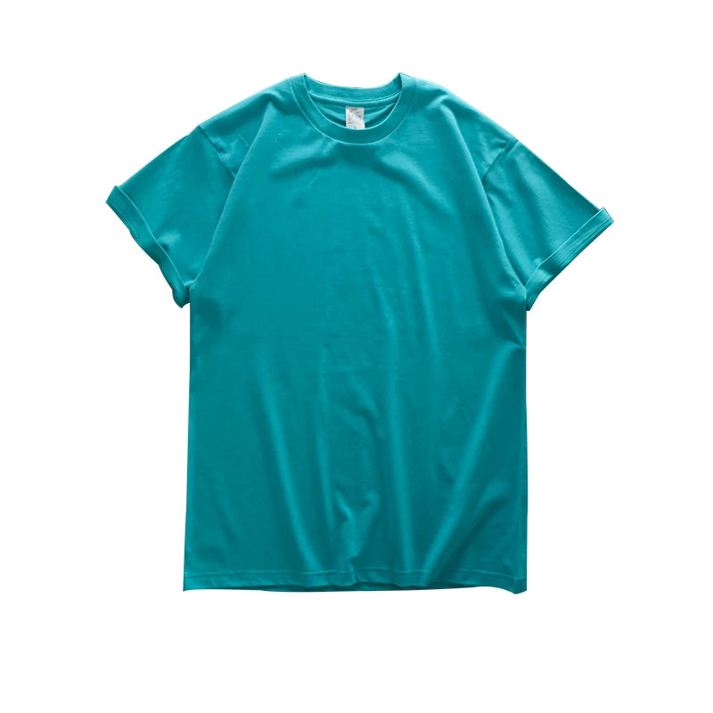 Dukeen 280gsm Oversized Heavy T-Shirt for Men Summer Short Sleeve Tee Cotton Solid Color Top Casual T Shirts One Piece