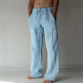 2025 Spring/Summer New Men's Cotton and Hemp Pants Summer Fashion Casual Solid Color Loose Plus Size M-4XL