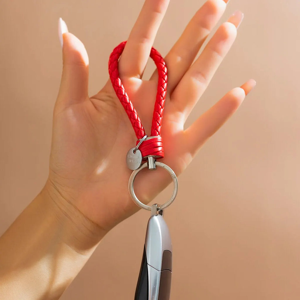2Pcs/Set PU Leather Braided Woven Rope Keychain DIY Bag Pendant Key Chain Holder Key Car Trinket Keyring Men Women Gift Jewelry