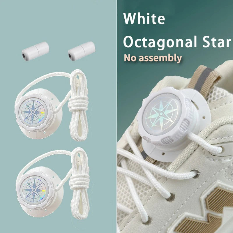 1Pair Simple Swivel Buckle Laces Thick Rope Automatic Shoelaces Without Ties Install Tennis Sneakers Shoelace Shoe Accessories